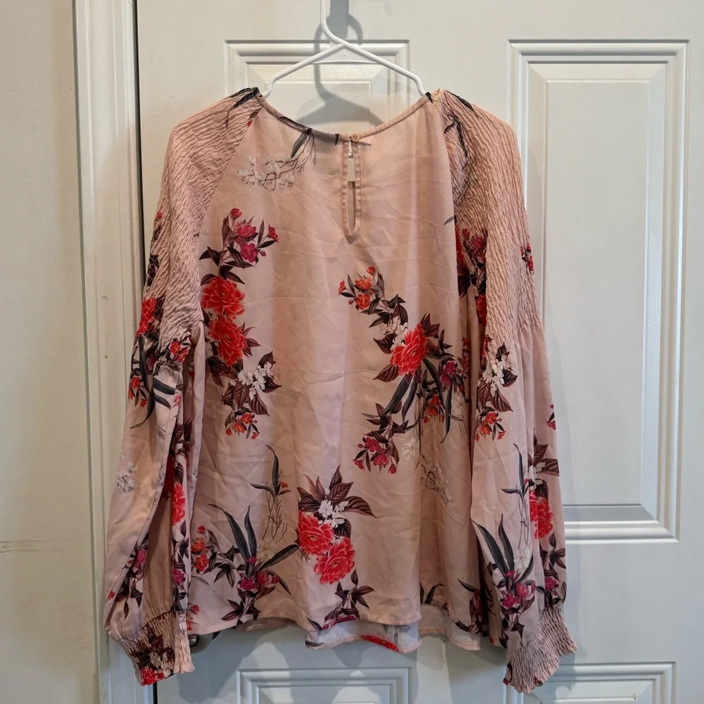 Worthington Pastel Pink and Flowers Blouse - Picture 2 of 3